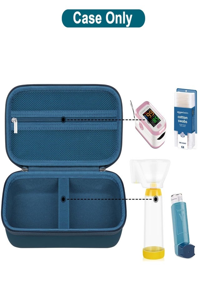 Canboc Carrying Case for Asthma Inhaler, Handheld Spacer for Adults and Kids, Masks, Hard Inhaler Box with Mesh Pocket fit Medicine and Other Essentials, Blue - Image 2